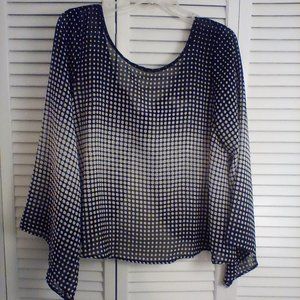 Bow Back Sheer Black & White Polka-Dot Top